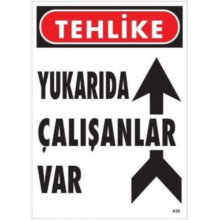 Tehlike Yukarıda Çalışanlar Var Uyarı Levhası