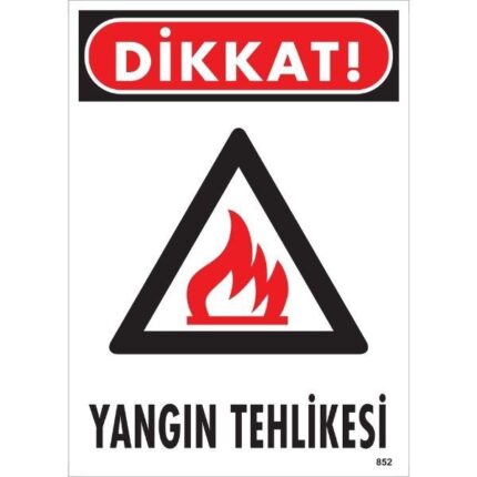 Dikkat Yangın Tehlikesi Uyarı Levhası