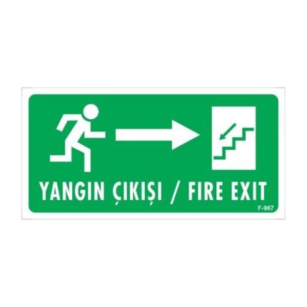 Yangın Çıkışı Merdiveni Sağ Ok Uyarı Levhası