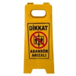 dikkat asansör arızalı levhası sarı portatif katlanır