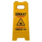 dikkat temizlik var levhası sarı portatif katlanır