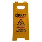 dikkat temizlik yapılıyor uyarı levhası sarı portatif katlanır