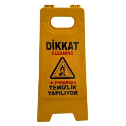 dikkat temizlik yapılıyor uyarı levhası sarı portatif katlanır