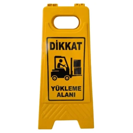 dikkat yükleme alanı uyarı levhası sarı portatif katlanır