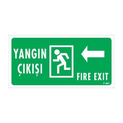 Yangın Çıkışı Sol Ok Uyarı Levhası