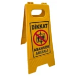 katlanır dikkat asansör arızalı uyarı levhası