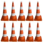 75 cm plastik turuncu trafik konisi dörtgen taban 10lu set