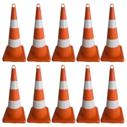 75 cm plastik turuncu trafik konisi dörtgen taban 10lu set