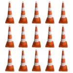 75 cm plastik turuncu trafik konisi dörtgen taban 15li set