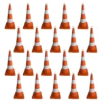 75 cm plastik turuncu trafik konisi dörtgen taban 20li set