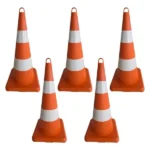 75 cm plastik turuncu trafik konisi dörtgen taban 5li set