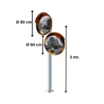 İki Adet Güvenlik Aynası - 3 Metre Galvanizli Direk Set