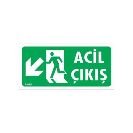 Acil Çıkış Uyarı Levhası Sol Aşağı Ok