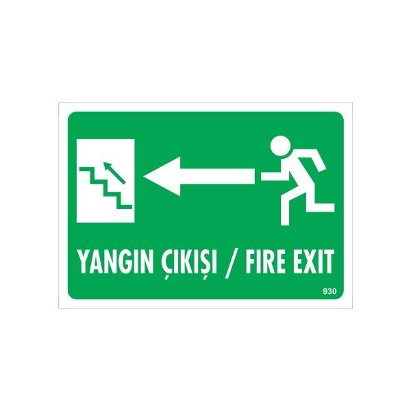 Yangın Çıkışı Sol Ok Uyarı Levhası Yangın Çıkışı Sol Ok Uyarı Levhası