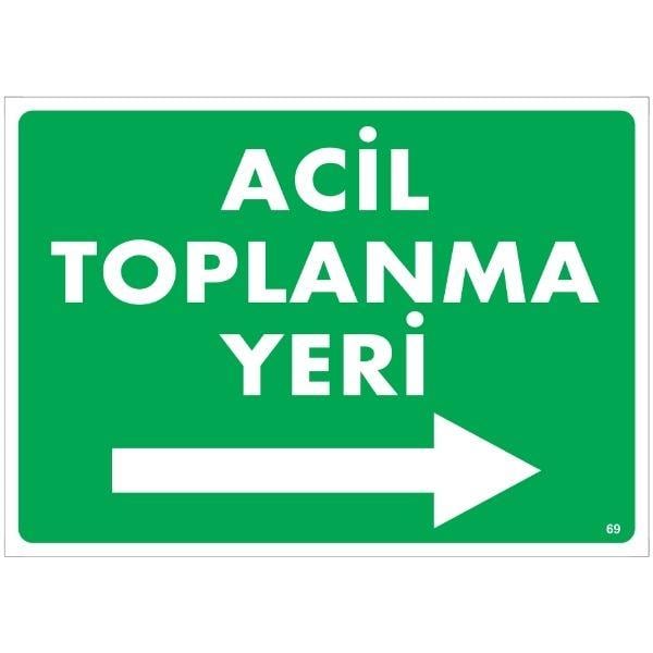 Acil Toplanma Yeri Sağ Uyarı Levhası Acil Toplanma Yeri Sağ Uyarı Levhası