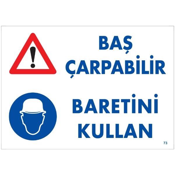 Baş Çarpabilir Baretini Kullan Uyarı Levhası Baş Çarpabilir Baretini Kullan Uyarı Levhası