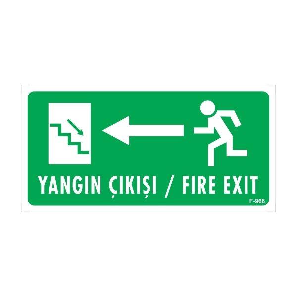 Yangın Çıkışı Merdiveni Sol Ok Uyarı Levhası Yangın Çıkışı Merdiveni Sol Ok Uyarı Levhası
