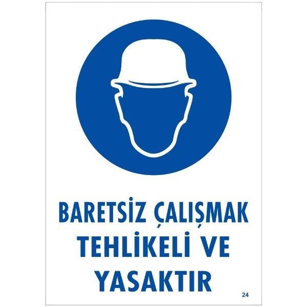 Baretsiz Çalışmak Tehlikeli Ve Yasaktır Uyarı Levhası Baretsiz Çalışmak Tehlikeli Ve Yasaktır Uyarı Levhası