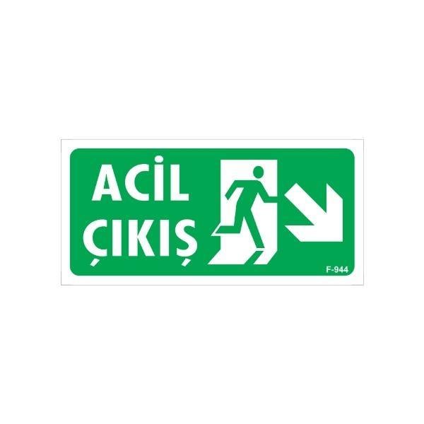 Acil Çıkış Uyarı Levhası Sağ Aşağı Ok Acil Çıkış Uyarı Levhası Sağ Aşağı Ok