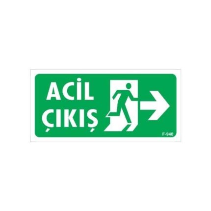 Acil Çıkış Uyarı Levhası Sağ Ok