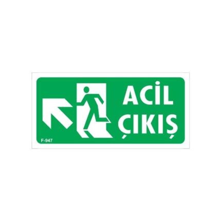 Acil Çıkış Uyarı Levhası Sol Yukarı Ok