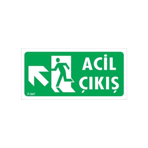 Acil Çıkış Uyarı Levhası Sol Yukarı Ok Acil Çıkış Uyarı Levhası Sol Yukarı Ok