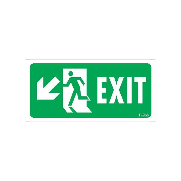 Exit Sol Aşağı Ok Uyarı Levhası Exit Sol Aşağı Ok Uyarı Levhası