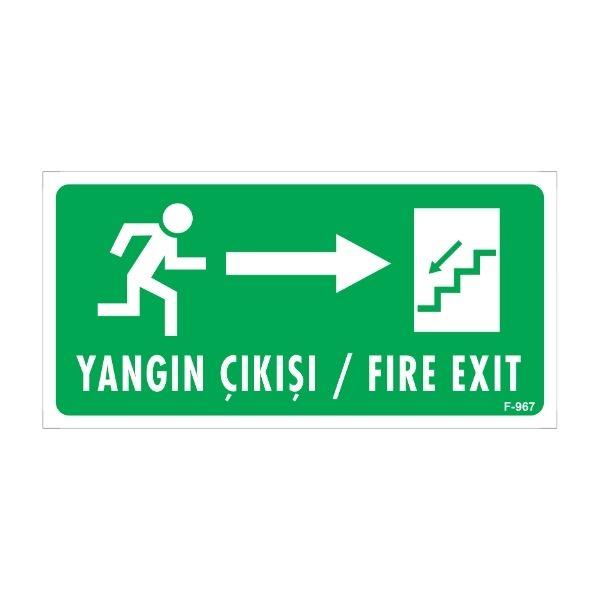 Yangın Çıkışı Merdiveni Sağ Ok Uyarı Levhası Yangın Çıkışı Merdiveni Sağ Ok Uyarı Levhası