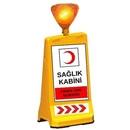 Işıklı Sarı Sağlık Kabini Reklam Dubası Işıklı Sarı Sağlık Kabini Reklam Dubası