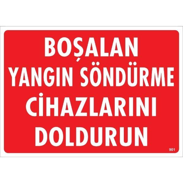Boşalan Yangın Söndürme Cihazlarını Doldurun Uyarı Levhası Boşalan Yangın Söndürme Cihazlarını Doldurun Uyarı Levhası