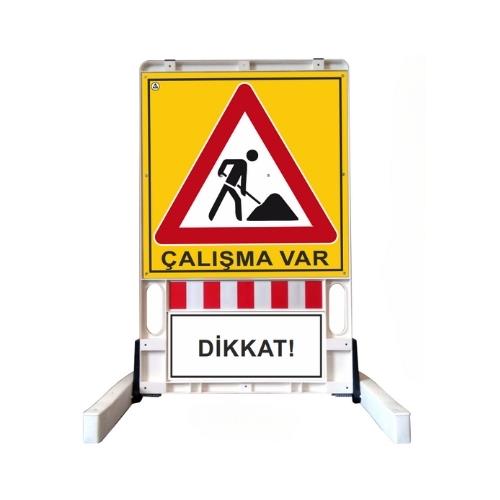 Çalışma Var Katlanır Uyarı Levhalı Bariyer Çalışma Var Katlanır Uyarı Levhalı Bariyer