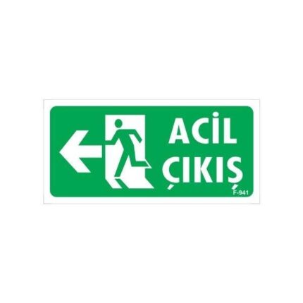 Acil Çıkış Uyarı Levhası Sol Ok