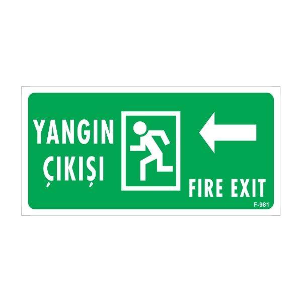 Yangın Çıkışı Sol Ok Uyarı Levhası Yangın Çıkışı Sol Ok Uyarı Levhası