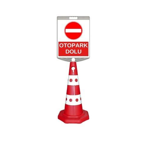 Otopark Dolu Levhalı Benekli Reklam Konisi Otopark Dolu Levhalı Benekli Reklam Konisi