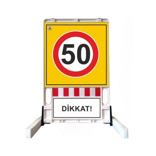 Hız Sınırı İşaretli Katlanır Uyarı Levhalı Bariyer Hız Sınırı İşaretli Katlanır Uyarı Levhalı Bariyer