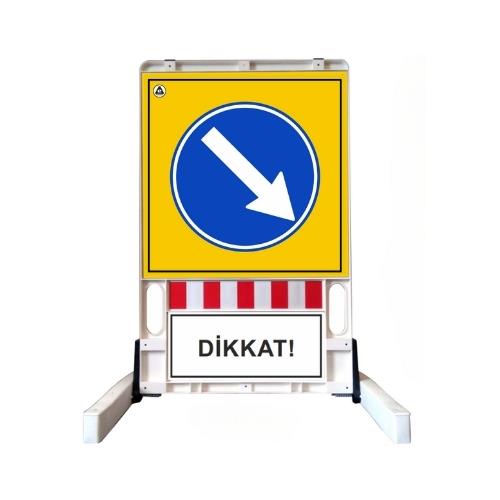 Sağa Yönlendirme Katlanır Uyarı Levhalı Bariyer Sağa Yönlendirme Katlanır Uyarı Levhalı Bariyer