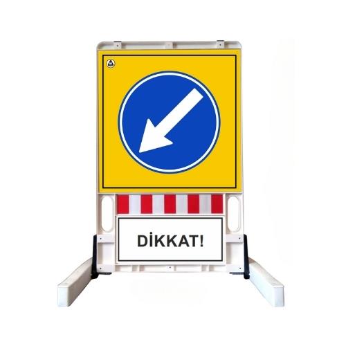 Sola Yönlendirme Katlanır Uyarı Levhalı Bariyer Sola Yönlendirme Katlanır Uyarı Levhalı Bariyer
