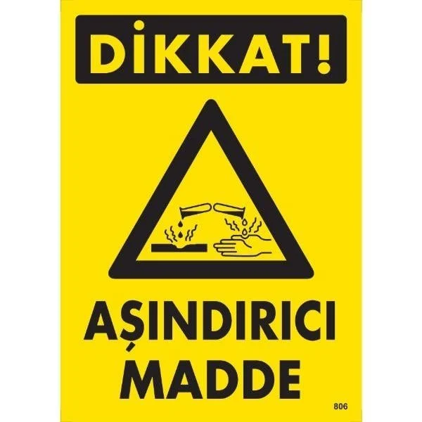 Dikkat Aşındırıcı Madde Uyarı Levhası Dikkat Aşındırıcı Madde Uyarı Levhası