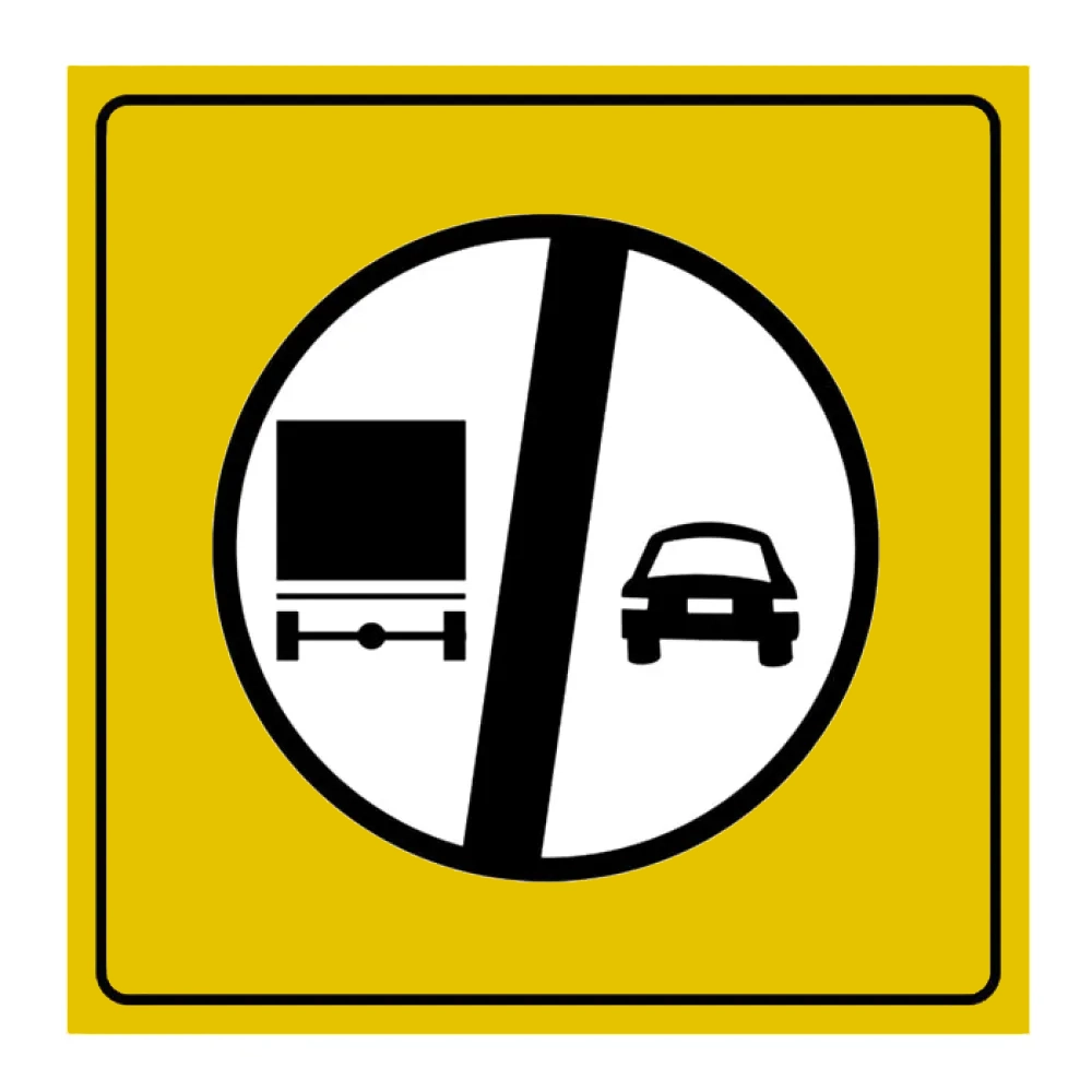 Kamyonlar İçin Geçme Yasağı Sonu Levhası Onarım Trafik İşareti TT-34b Kamyonlar İçin Geçme Yasağı Sonu Levhası Onarım Trafik İşareti TT-34b